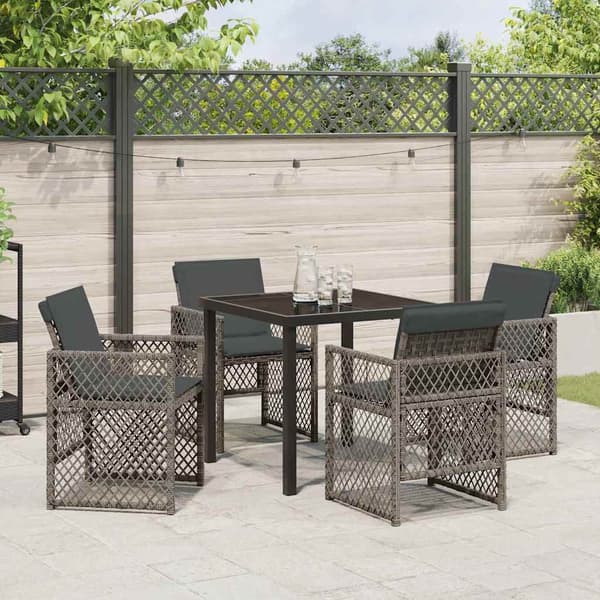 vidaXL Hage Spisegruppe 5 pcs Grå polyrotting