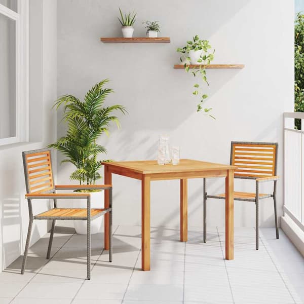 vidaXL Hage Spisegruppe 3 pcs Grå Solid akasietre