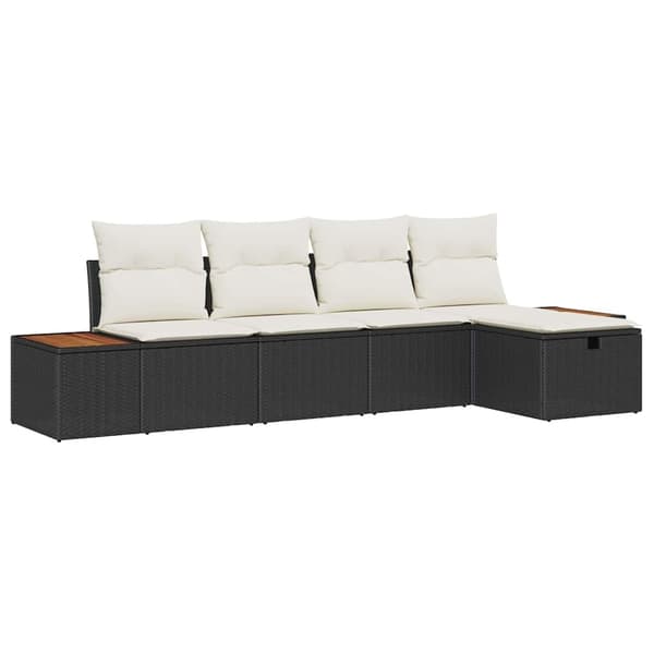 vidaXL Trädgårdsoffset med kudde 5 pcs Svart Poly rattan