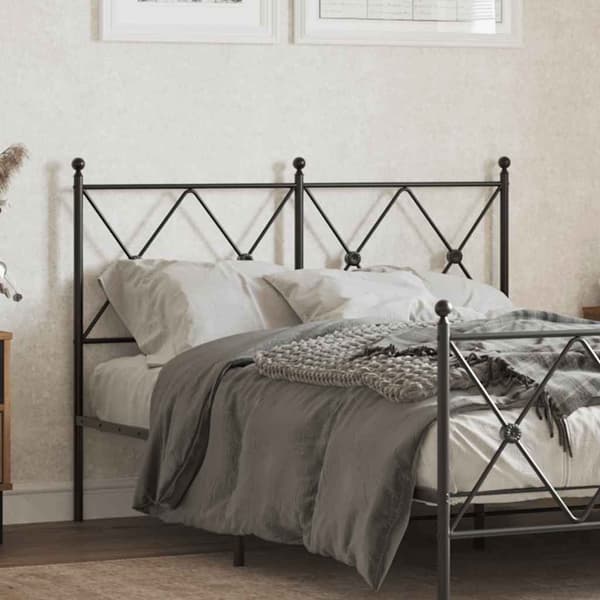 vidaXL Utskiftbar sengegavl i metall svart 120 cm