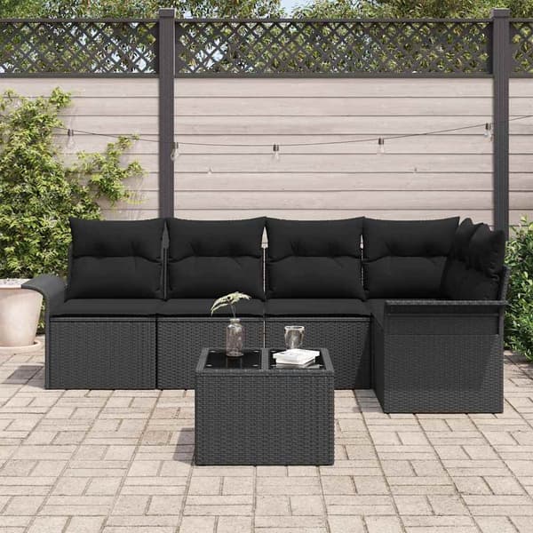 vidaXL Trädgårdsoffset med kudde 6 pcs konstrotting