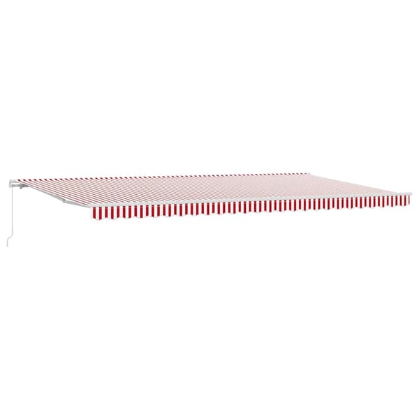 vidaXL Utfällbar markis Röd och Vit 600 × 300 cm