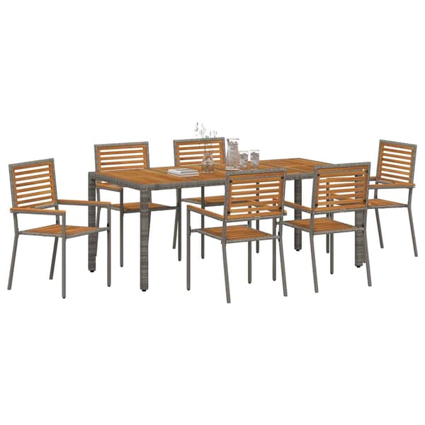 vidaXL Hage Spisegruppe 7 pcs Grå og Brun polyrotting