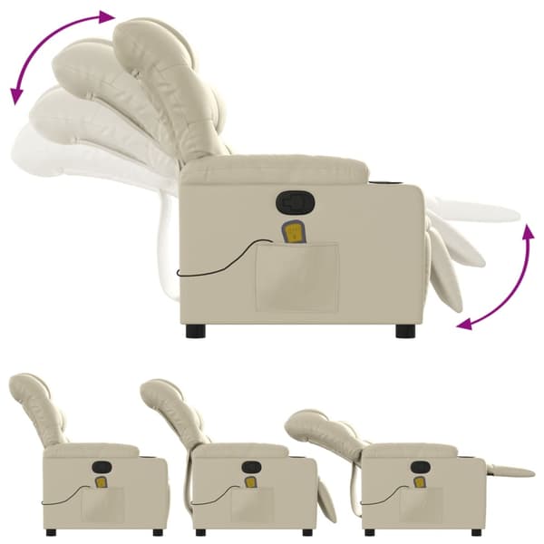 vidaXL Massagefåtölj gräddvit konstläder