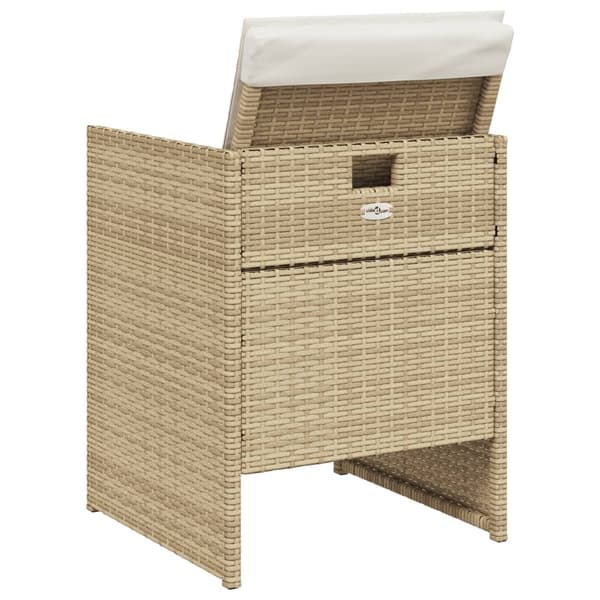 vidaXL Trädgårdsstolar med dynor 4 st beige konstrotting