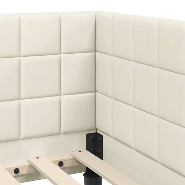 vidaXL Hörnssängstomme Gräddvit 100 x 200 cm Sammet