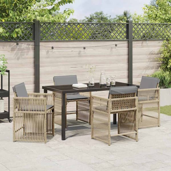 vidaXL Hage Spisegruppe 5 pcs Beige polyrotting