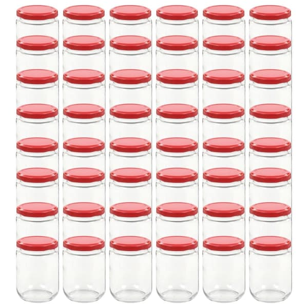 vidaXL Syltburkar i glas med röda lock 48 st 230 ml