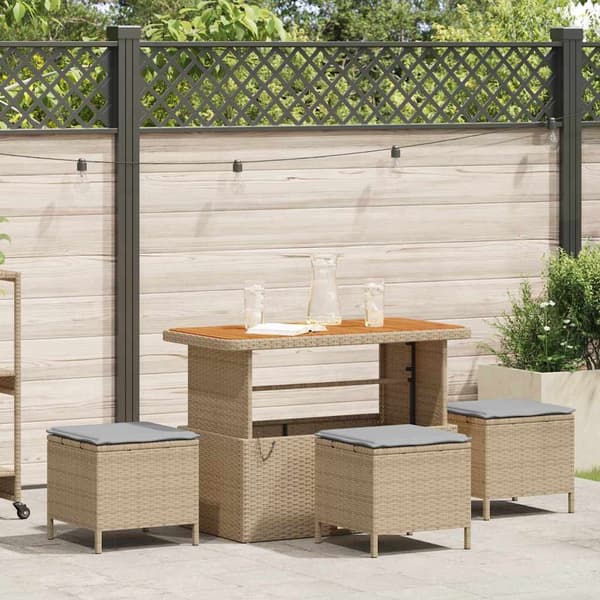 vidaXL Trädgårdsmöbelset Beige konstrotting