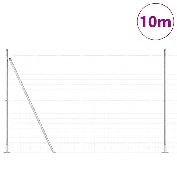 vidaXL Gjerde med stolpe sølv 1,4 x 10 m Stål