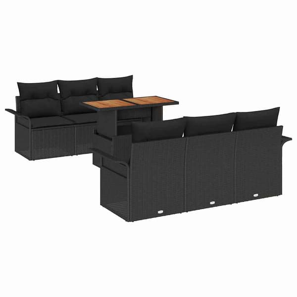 vidaXL Trädgårdsoffset med lagring 7 pcs Svart Poly rattan