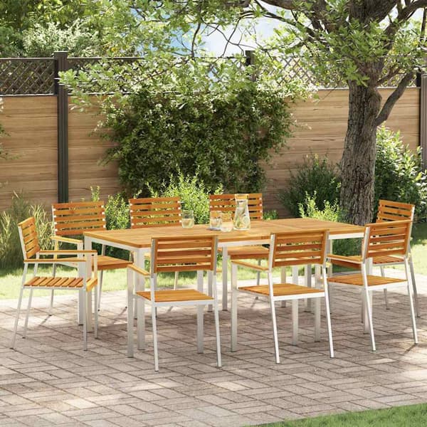 vidaXL Hage Spisegruppe 9 pcs Brun Solid akasietre