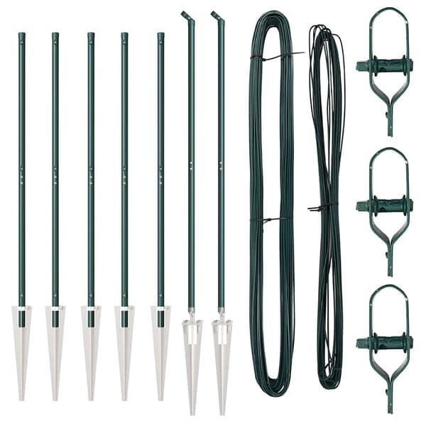 vidaXL Gjerdepåle 7 pcs grønn Stål