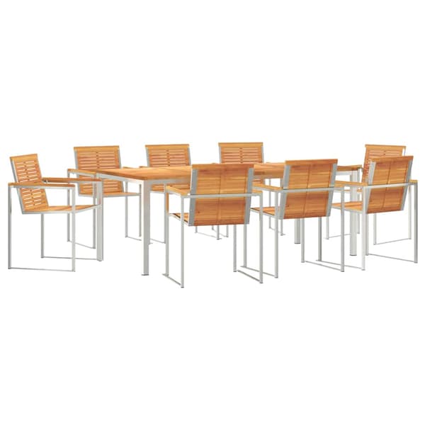 vidaXL Hage Spisegruppe 9 pcs Brun Solid akasietre