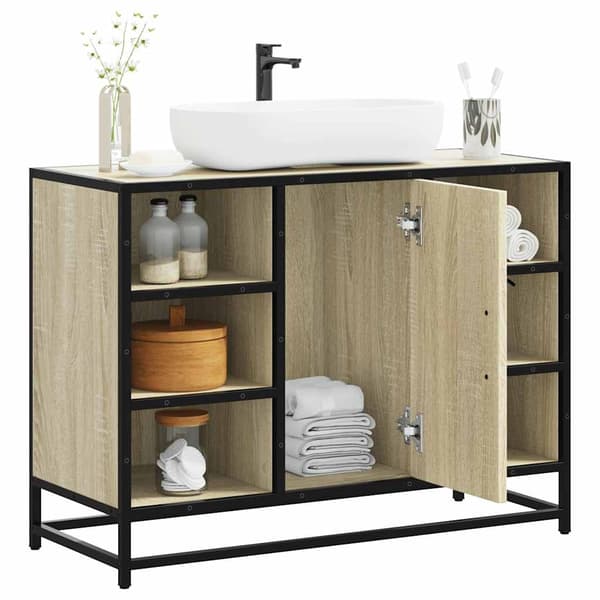 vidaXL Baderomsskap Sonoma eik 80x33x60 cm konstruert tre
