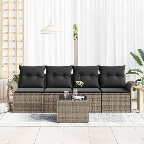 vidaXL Soffset med kudde 5 pcs Grå konstrotting