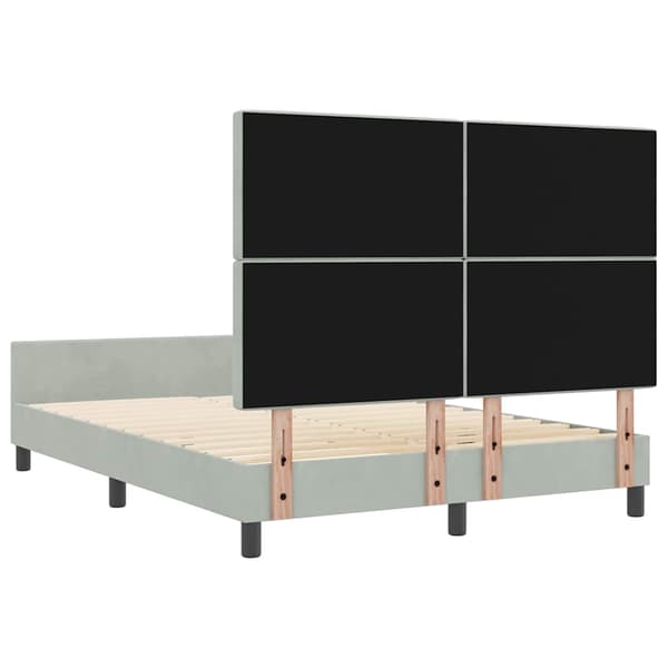 vidaXL Bäddfjäder med huvudgavel Ljusgrå 140 x 190 cm Sammet