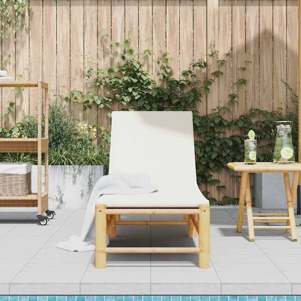 vidaXL solsäng med dynor 55x199x30 cm bambu