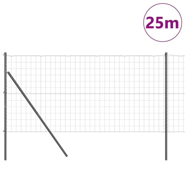 vidaXL Gjerde med stolpe Grå 1,2 x 25 m Stål og PVC
