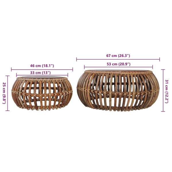 vidaXL Sofabord 2 stk naturlig rotting change2