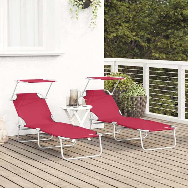 vidaXL Solstol 2 pcs Röd 58 x 188 x 77cm Polyester