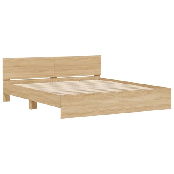 vidaXL Sengeramme med hodegavl sonoma eik 160x200 cm