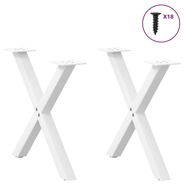 vidaXL Soffbordsben X-formade 2 st vit 50x(42-43) cm stål
