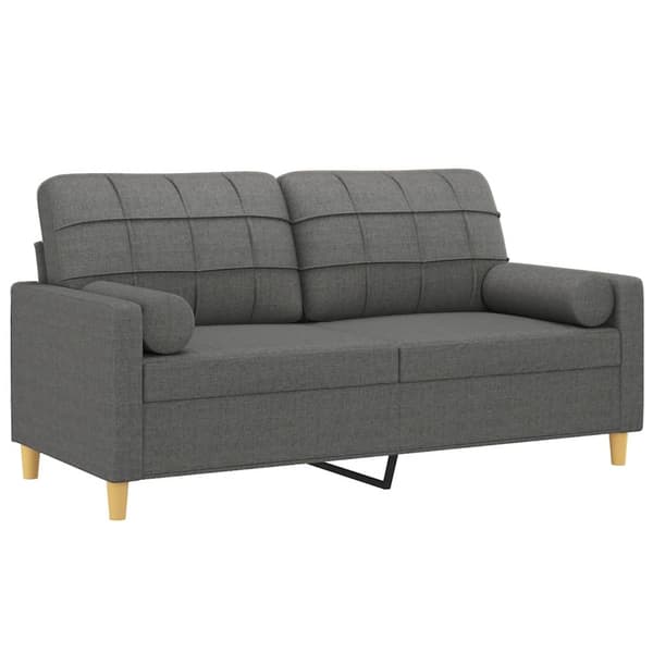 vidaXL 2-sits soffa med prydnadskuddar mörkgrå 140 cm tyg