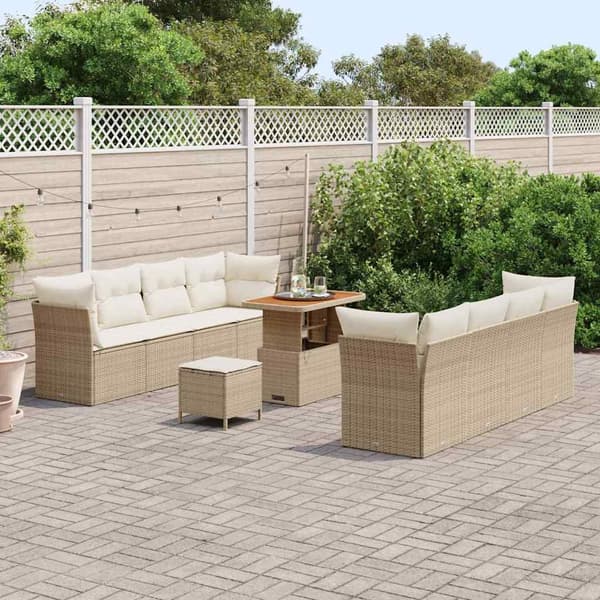 vidaXL Trädgårdsoffset 11 pcs Beige konstrotting