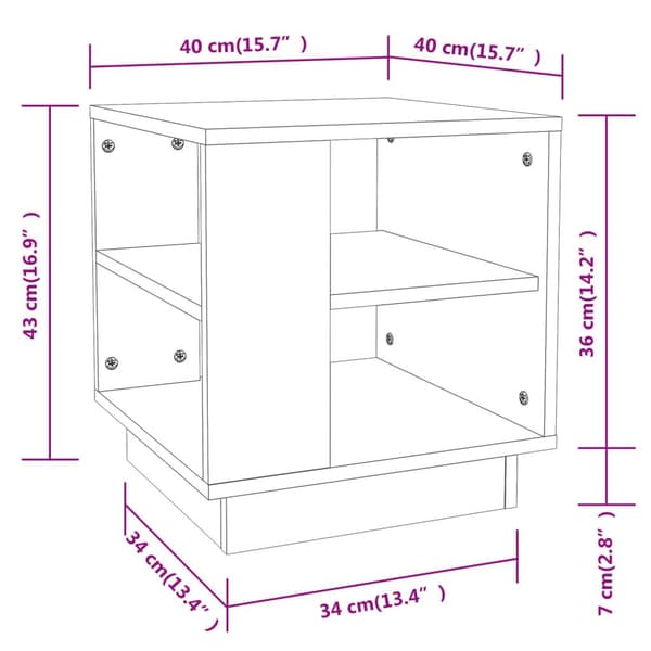 vidaXL Soffbord vit 40x40x43 cm konstruerat trä