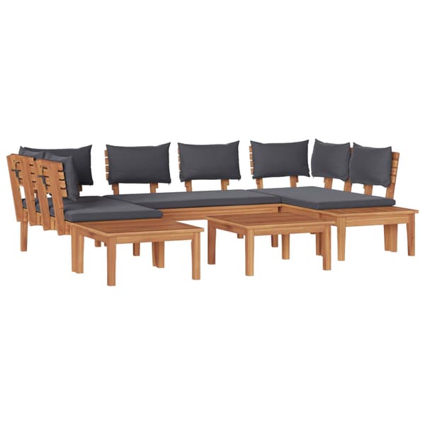 vidaXL Hagesofa Set 4 pcs Brun og Grå