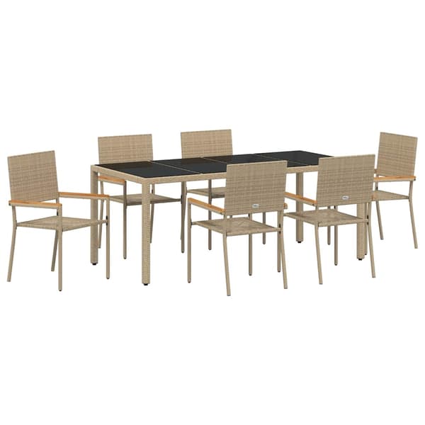 vidaXL Trädgårdsmöbelset 7 pcs Beige konstrotting