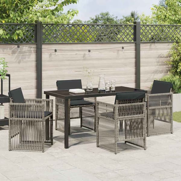 vidaXL Trädgårdsmöbelset 5 pcs Grå Pulverlackerat stål