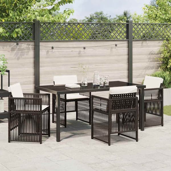 vidaXL Trädgårdsmöbelset 5 pcs Brun Pulverlackerat stål