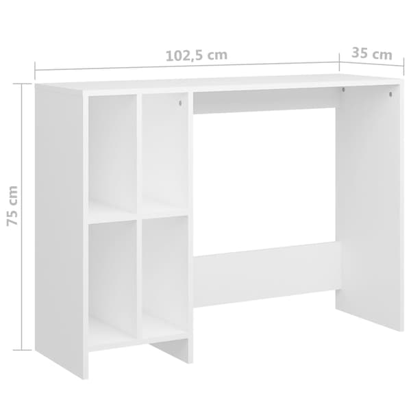 vidaXL Laptopbord hvit 102,5x35x75 cm konstruert trer