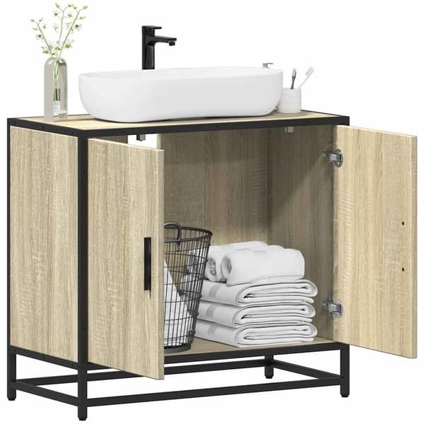 vidaXL Baderomsskap Sonoma eik 65x33x60 cm konstruert tre