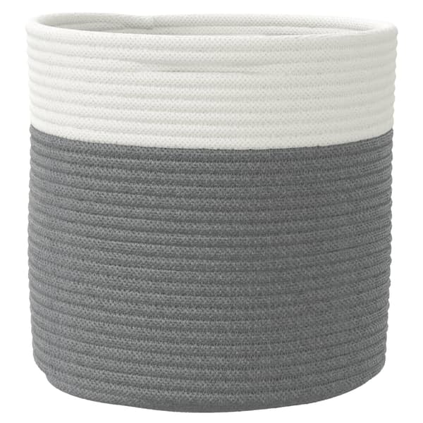 vidaXL Förvaringskorgar 2 st grå och vit Ø28x28 cm bomull