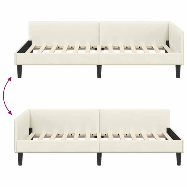 vidaXL Sängram Kräm 100 x 200 cm Sammet och trämaterial