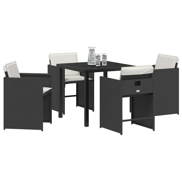 vidaXL Hage Spisegruppe 5 pcs Svart polyrotting