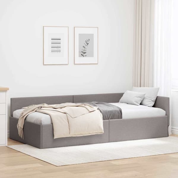 vidaXL Hörnssängram Gråbrun 90 x 190 cm tyg