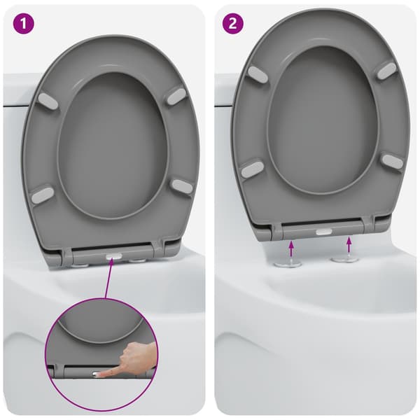 vidaXL Grå Plast Standard Minimalistisk toalettstol Oval