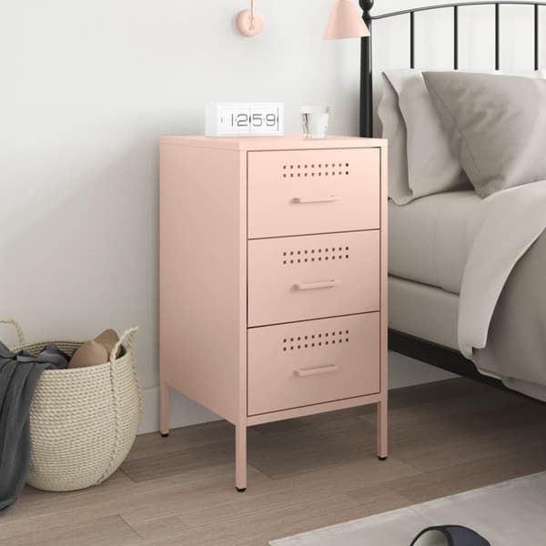 vidaXL Sängbord rosa 36x39x68 cm stål