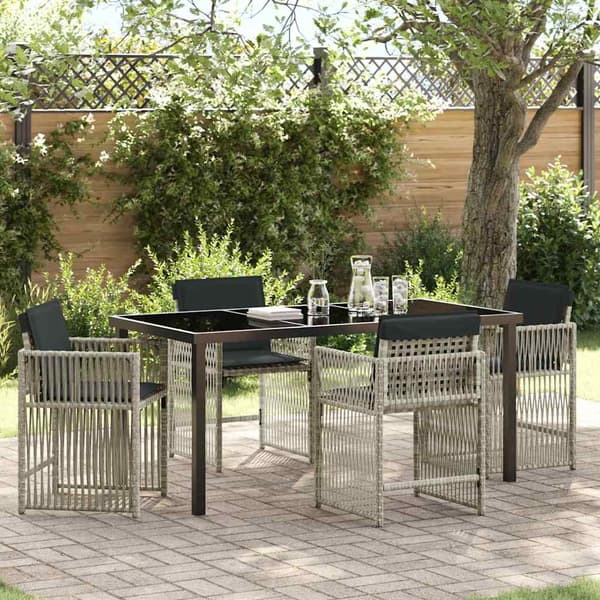 vidaXL Hage Spisegruppe 5 pcs Lysegrå polyrotting