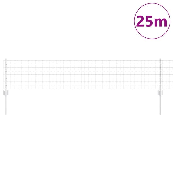 vidaXL Gjerde med stolpe sølv 0,4 x 25 m Stål