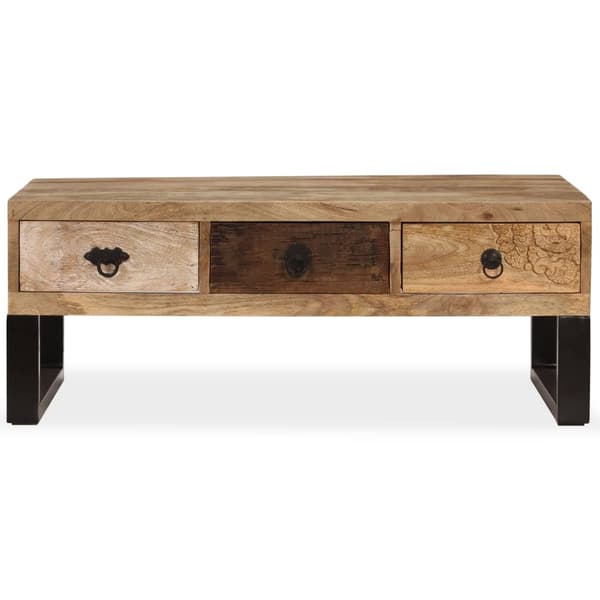 vidaXL Sofabord med 3 skuffer heltre mango 90x50x35 cm change2