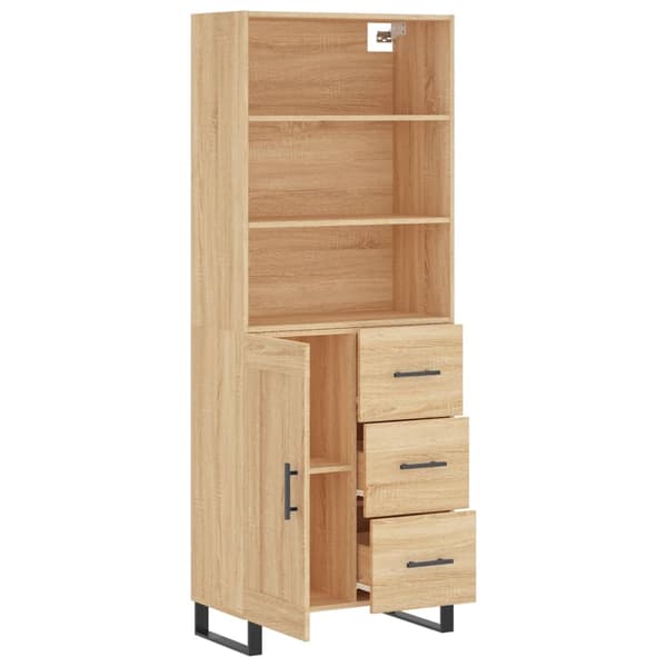 vidaXL Highboard sonoma eik 69,5x34x180 cm konstruert tre