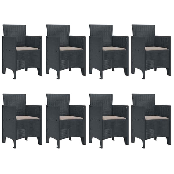 vidaXL Trädgårdsmöbelset 9 pcs Antracit Polypropylen