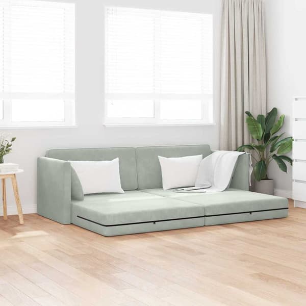 vidaXL Golvbäddsoffa Ljusgrå 213 x 70 x 77 cm Sammet
