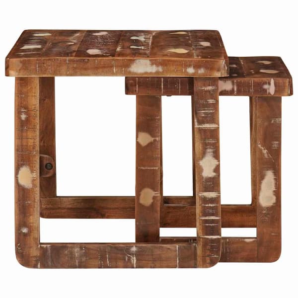 vidaXL Satsbord 2 pcs Brun 46 x 46 x 45 cm Solid återvunnen trä