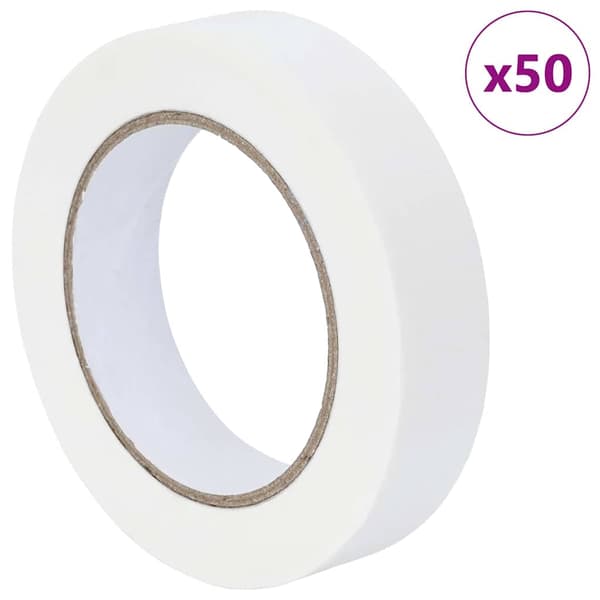 vidaXL Målare Maskeringstejp 50 st Vit 25mm x 50m Papper